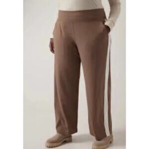Athleta Venice Wide Leg Pant Colorblock Plus 2X Travel Comfort Rustic Beige‎
